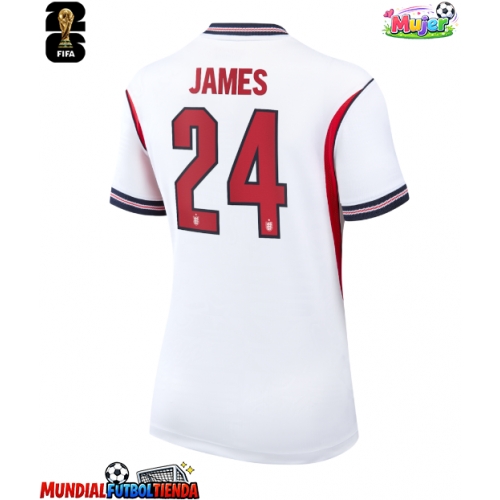Camiseta Inglaterra Reece James #24 Primera Equipación Replica Mundial 2026 para mujer mangas cortas
